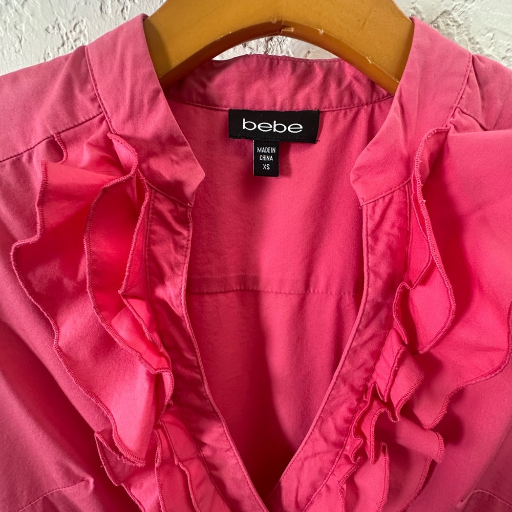 Bebe Pink Ruffled Women's Top - Picture 2 of 4